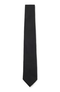 Silk tie with solid weave, Black