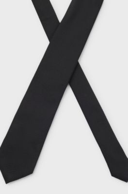 Silk tie with solid weave, Black