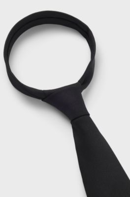 Silk tie with solid weave, Black