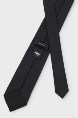 Silk tie with solid weave, Black
