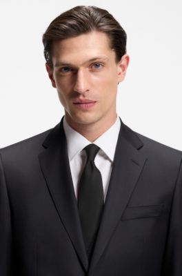 Silk tie with solid weave, Black