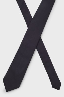 Silk tie with solid weave, Dark Blue
