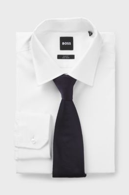 Silk tie with solid weave, Dark Blue