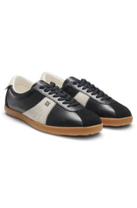 Leather sneakers with suede and zigzag details, Black