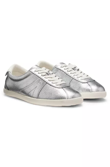 Metallic-effect trainers in leather