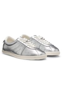 Sneakers van leer met metallic effect, Zilver