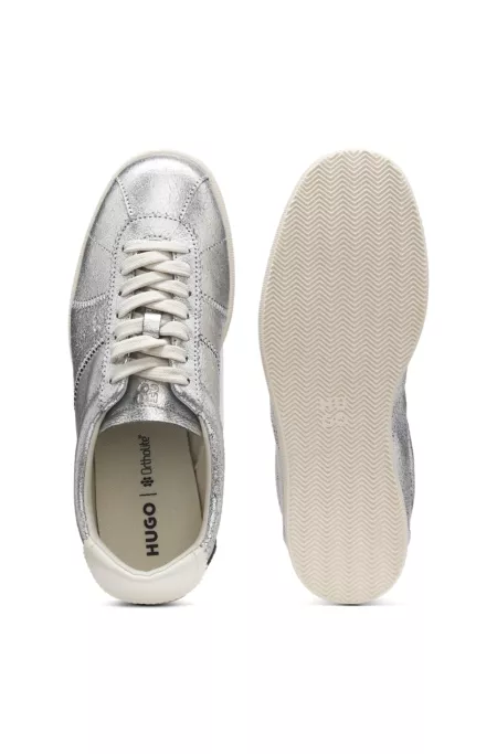 Metallic-effect trainers in leather