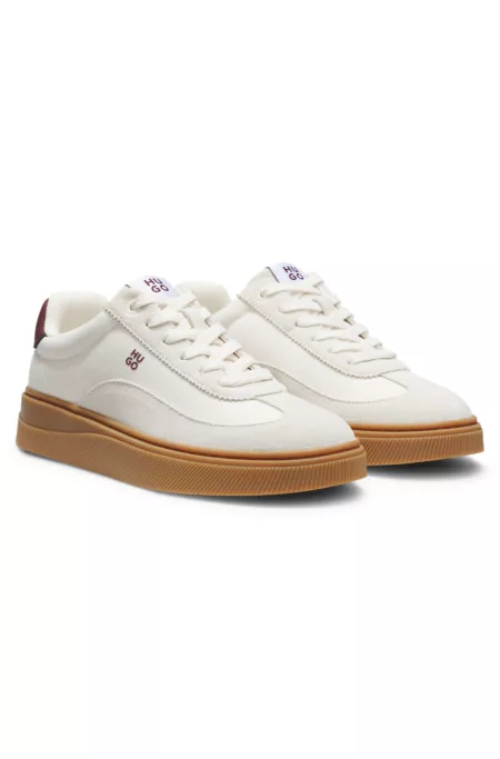 Suede-and-canvas trainers with logo details
