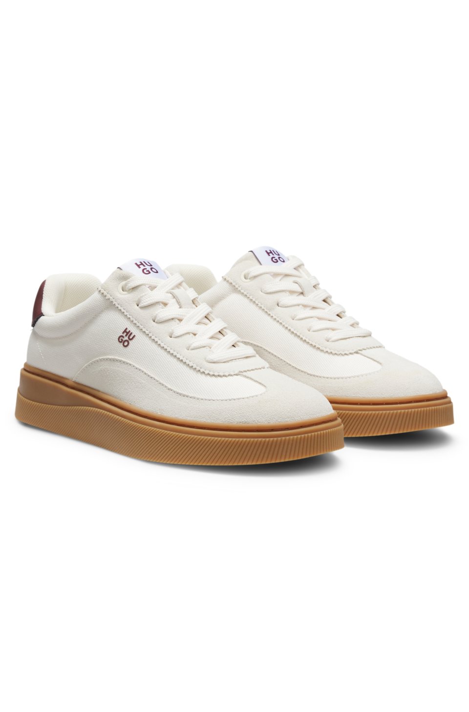 Suede-and-canvas trainers with logo details
