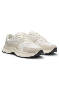 Trainers in canvas, leather and suede, Light Beige