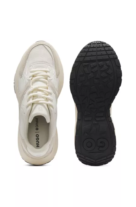 Trainers in canvas, leather and suede