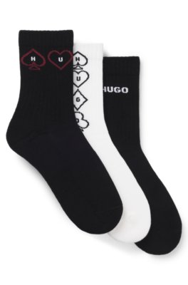 Three-pack of patterned socks in a cotton blend