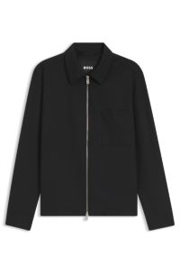 Zip-up jacket in virgin wool, Black