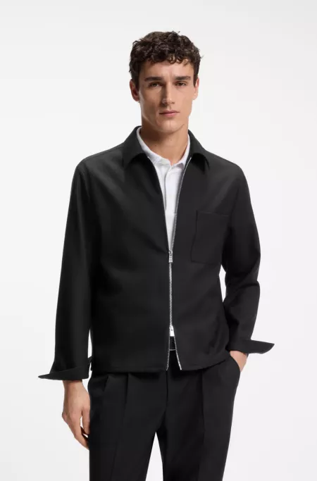 Zip-up jacket in virgin wool