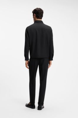 Zip-up jacket in virgin wool, Black