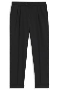 Double-pleat trousers in virgin wool, Black