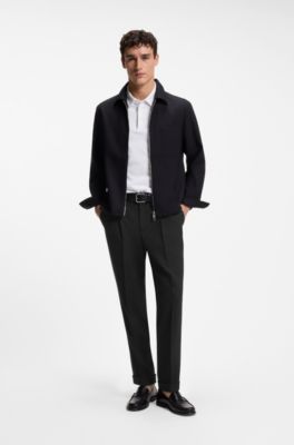 Pantaloni con doppia pince in lana vergine, Nero