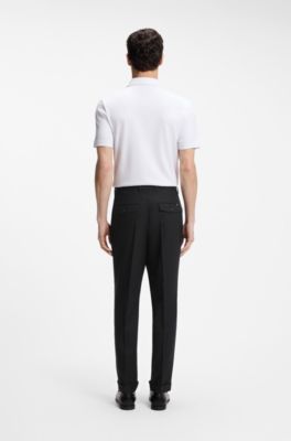 Double-pleat trousers in virgin wool, Black