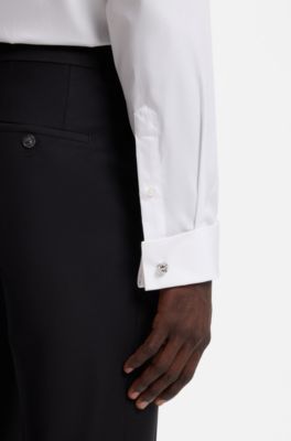 BOSS ONE Regular-fit shirt in wrinkle-free cotton poplin, White