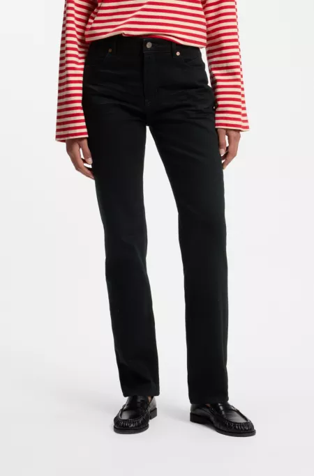 Slim-Fit Jeans aus authentischem schwarzem Baumwoll-Denim