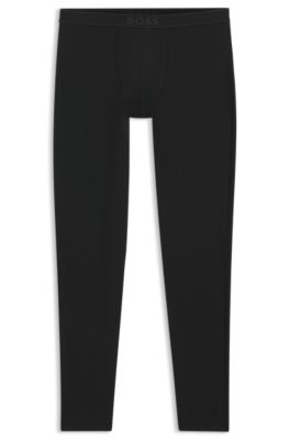 Stretch-cotton long johns with logo waistband, Black