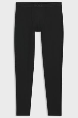 Stretch-cotton long johns with logo waistband, Black