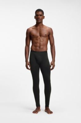 Stretch-cotton long johns with logo waistband, Black