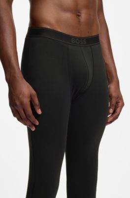 Stretch-cotton long johns with logo waistband, Black