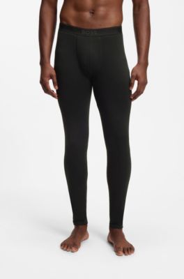Stretch-cotton long johns with logo waistband, Black