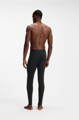 Stretch-cotton long johns with logo waistband, Black