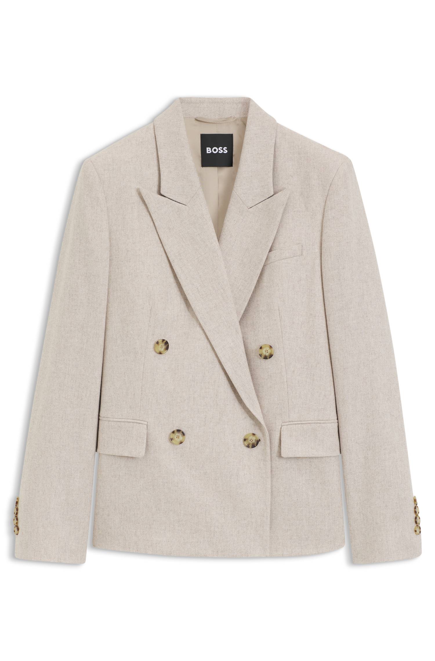 Boss Double-breasted regular-fit blazer in melange flannel dam – bild 4
