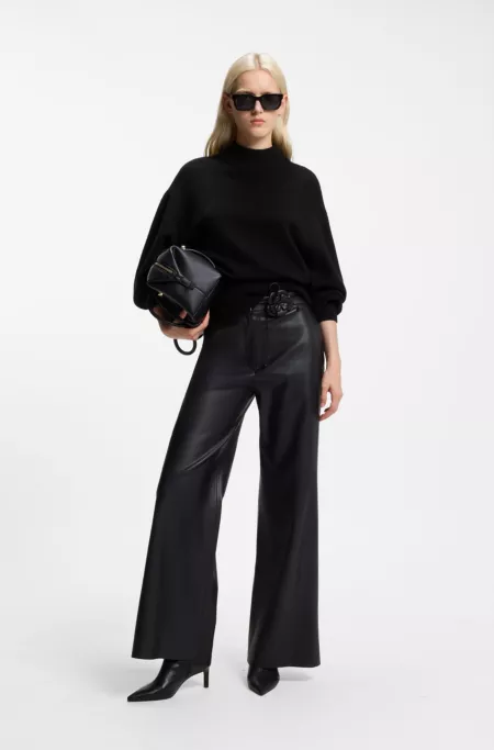 Relaxed-fit knitted sweater with mock neckline