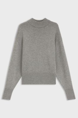 Maglione relaxed fit con collo a lupetto, Grigio