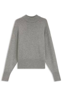 Hugo Relaxed-fit knitted sweater with mock neckline stickade tröjor dam – bild 4