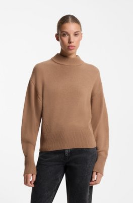 Relaxed-fit knitted sweater with mock neckline
