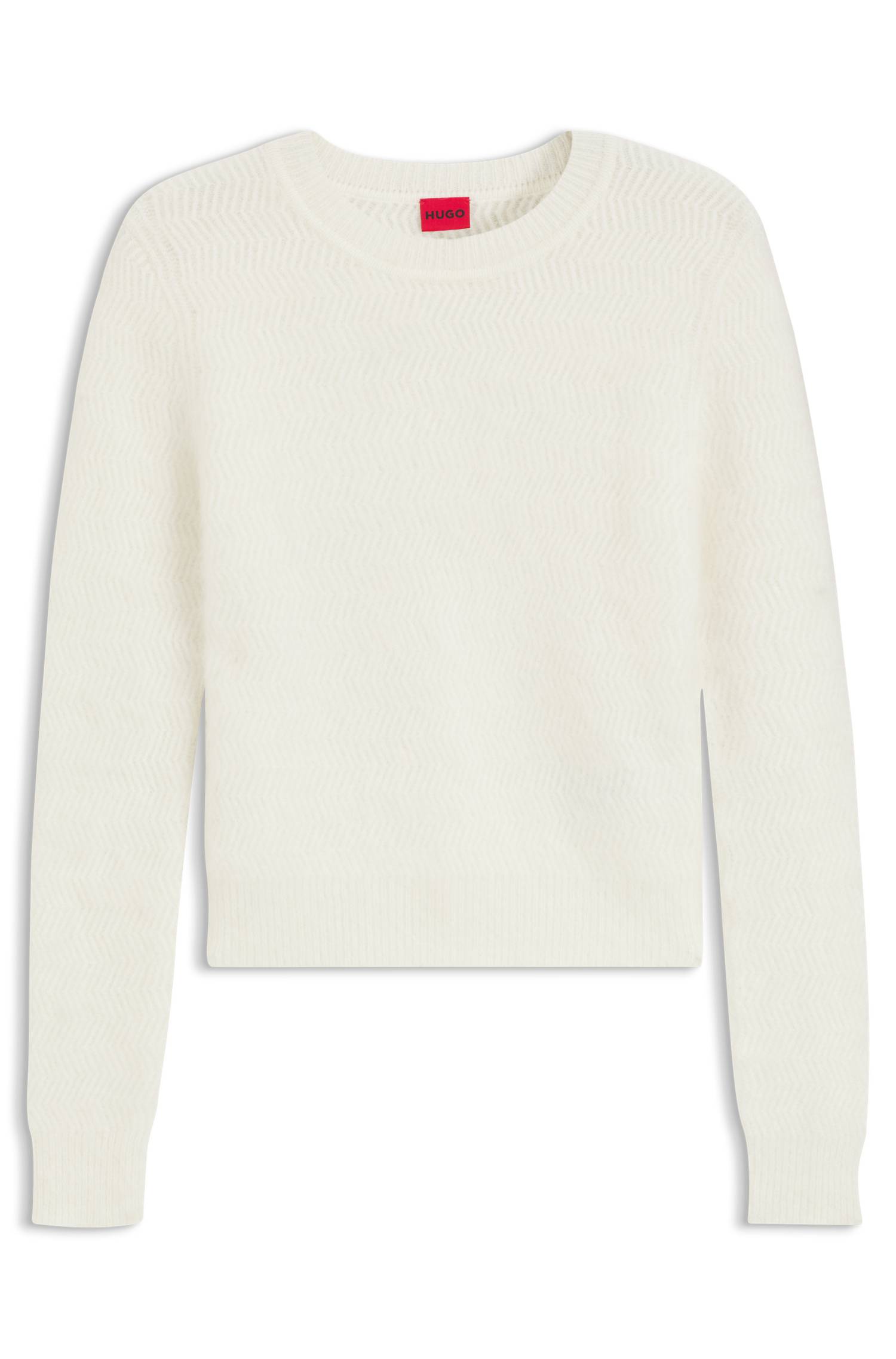 Hugo Herringbone-knit sweater with stacked-logo rivet stickade tröjor – bild 4
