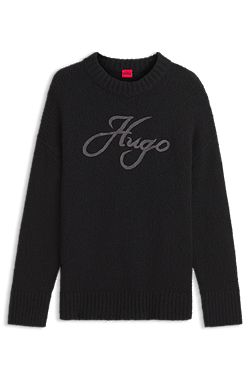 Oversize-fit alpaca-blend sweater with script logo