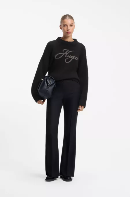 Oversize-fit alpaca-blend sweater with script logo