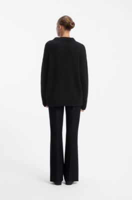 Oversize-fit alpaca-blend sweater with script logo, Nero