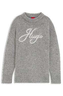 Oversize-fit alpaca-blend sweater with script logo