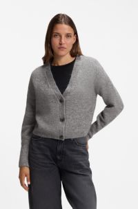 Relaxed-fit cardigan with textured wool, Light Grey
