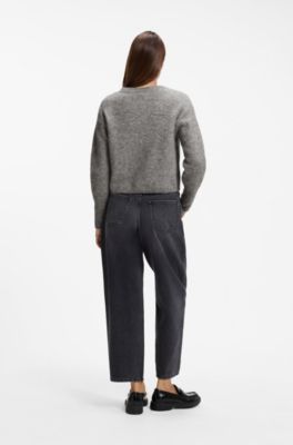 Relaxed-fit cardigan with textured wool, Light Grey