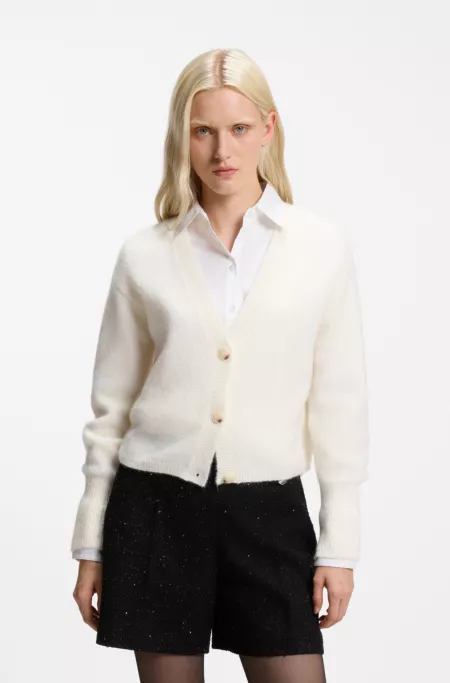 Relaxed-fit cardigan with textured wool