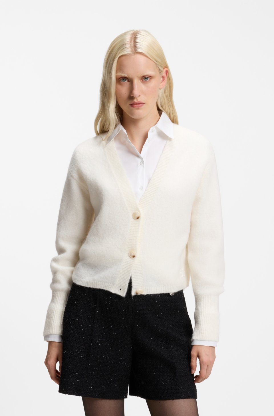 Relaxed-fit cardigan with textured wool
