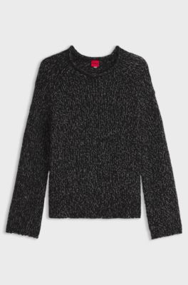 Oversized alpaca-blend sweater with metallic threads, Black