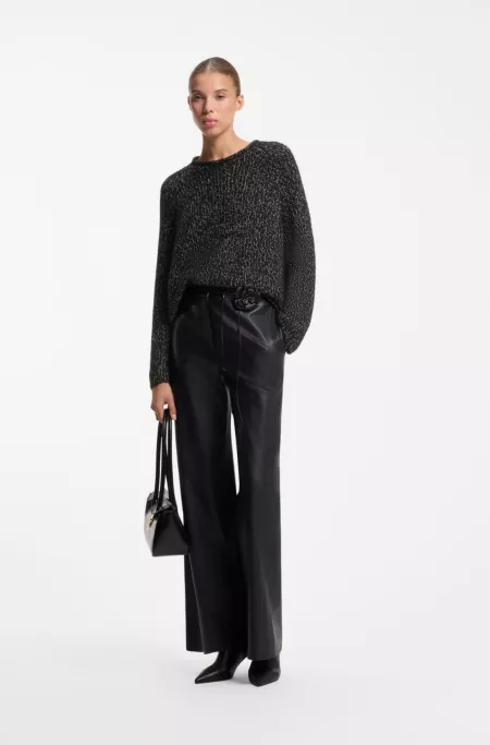 Oversized alpaca-blend sweater with metallic threads