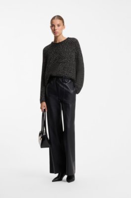 Hugo Oversized alpaca-blend sweater with metallic threads stickade tröjor dam – bild 2