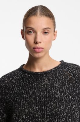 Oversized alpaca-blend sweater with metallic threads, Black