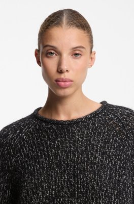 Hugo Oversized alpaca-blend sweater with metallic threads stickade tröjor dam – bild 3