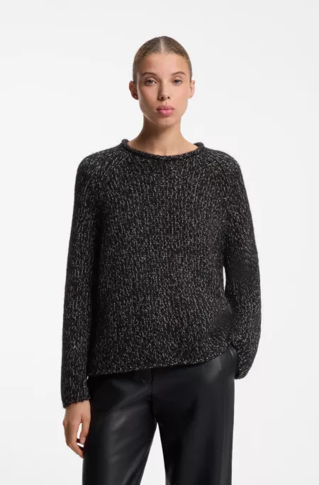 Oversized alpaca-blend sweater with metallic threads